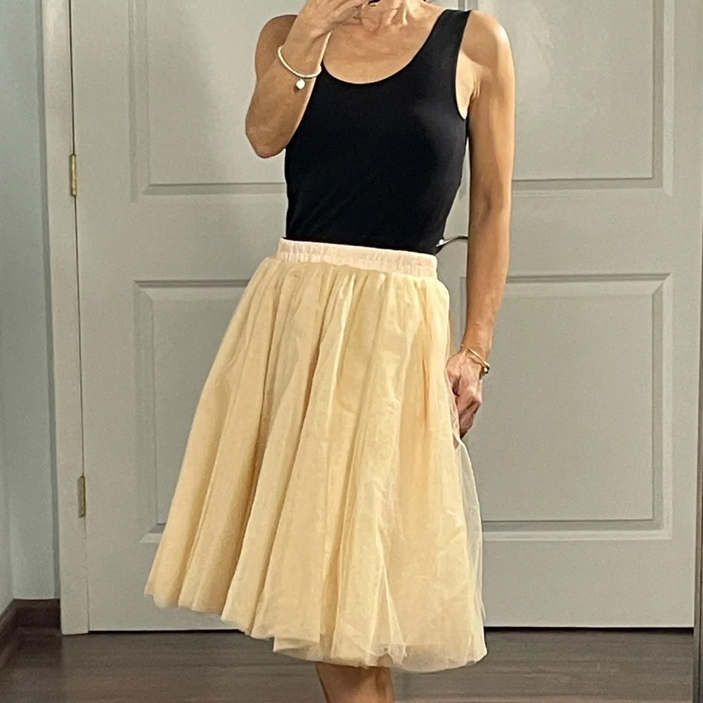 Vintage Knee-Length Lined Tulle Ballerina Skirt Champagne Peach Color - Picture 1 of 12